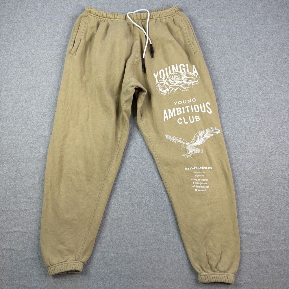 YoungLA 233 The Immortal Joggers M Trench coat Tan Baggy Graphic Sweatpants
